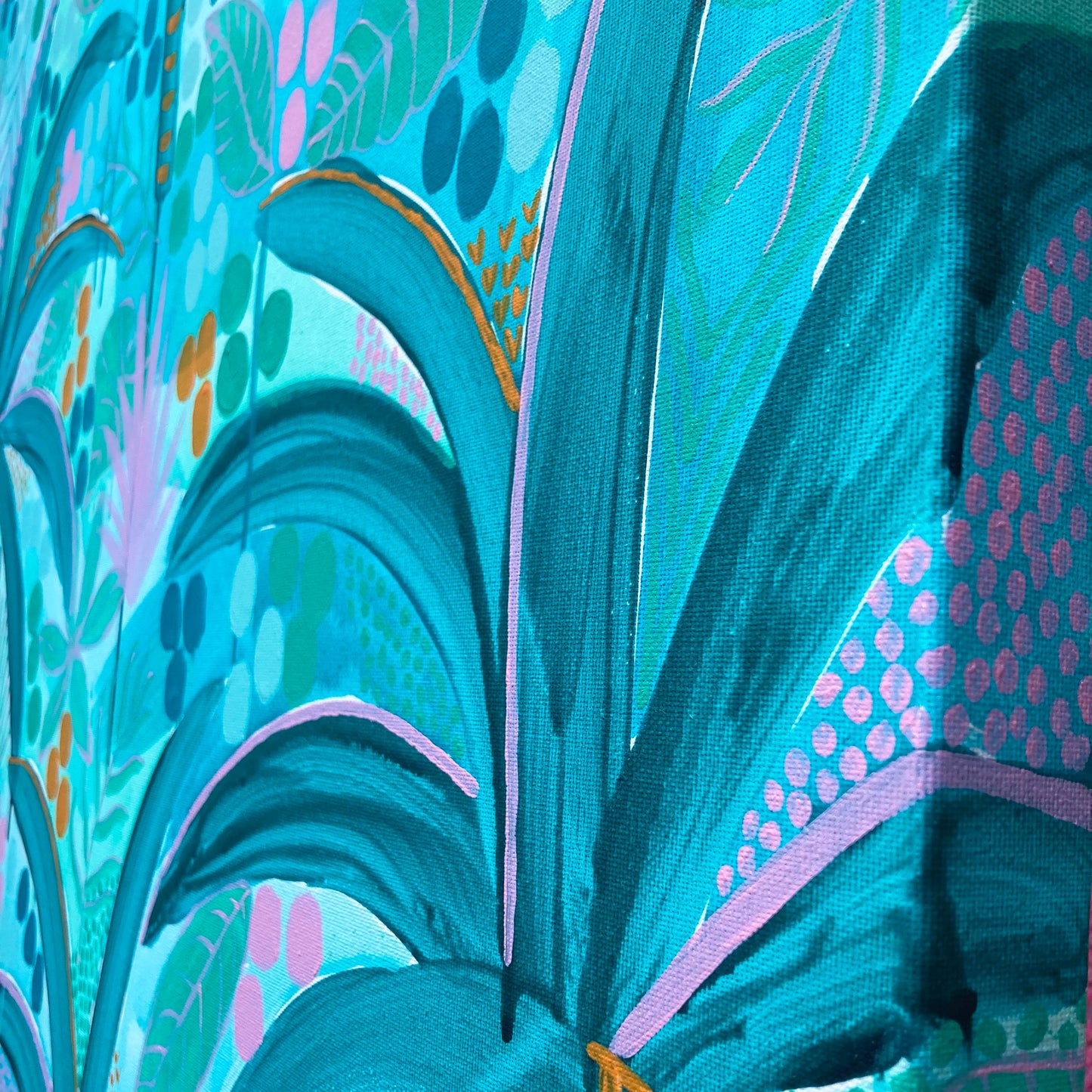 Photo showing the painted edges of the Among The Palms original artwork