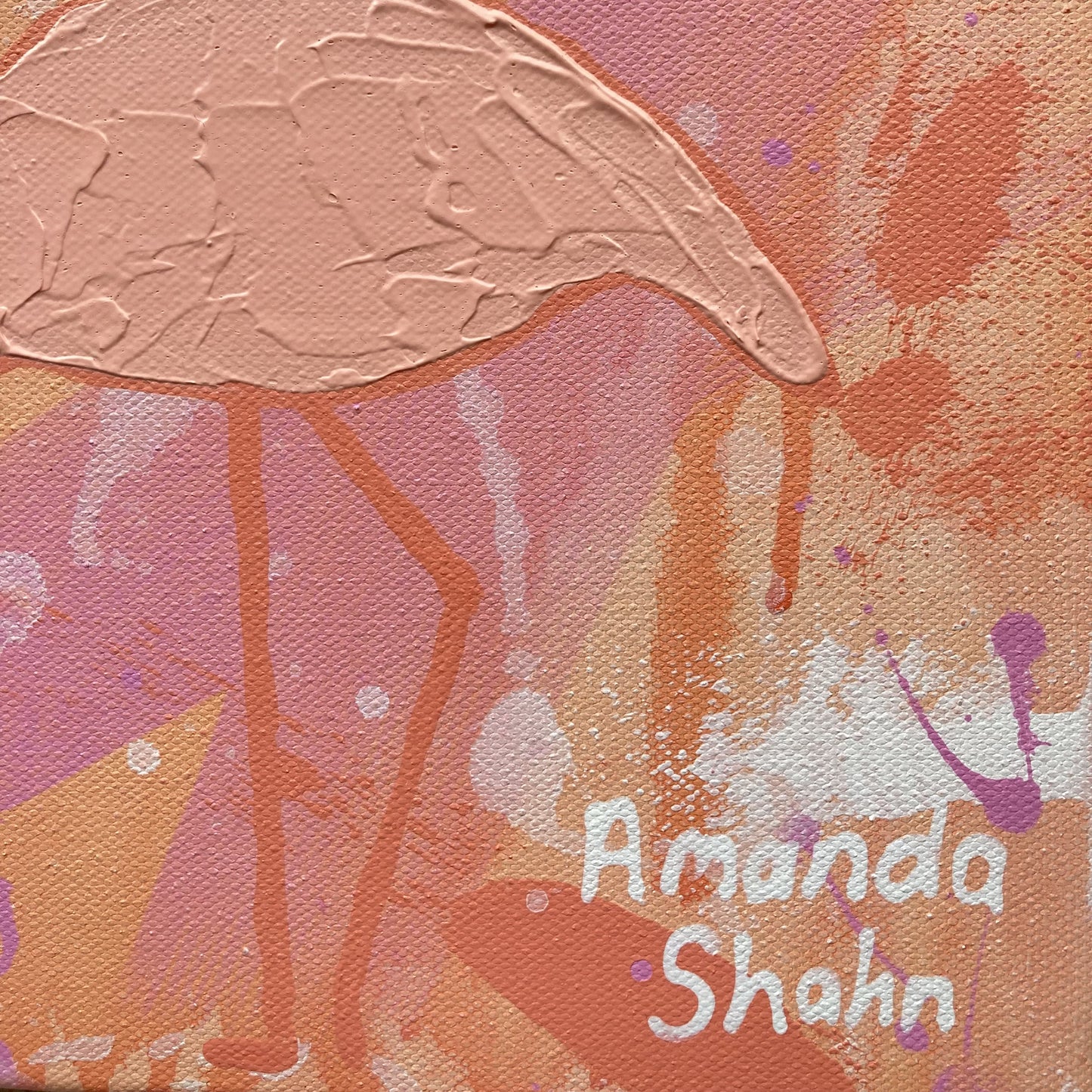 Be a flamingo photo showing artist's signature