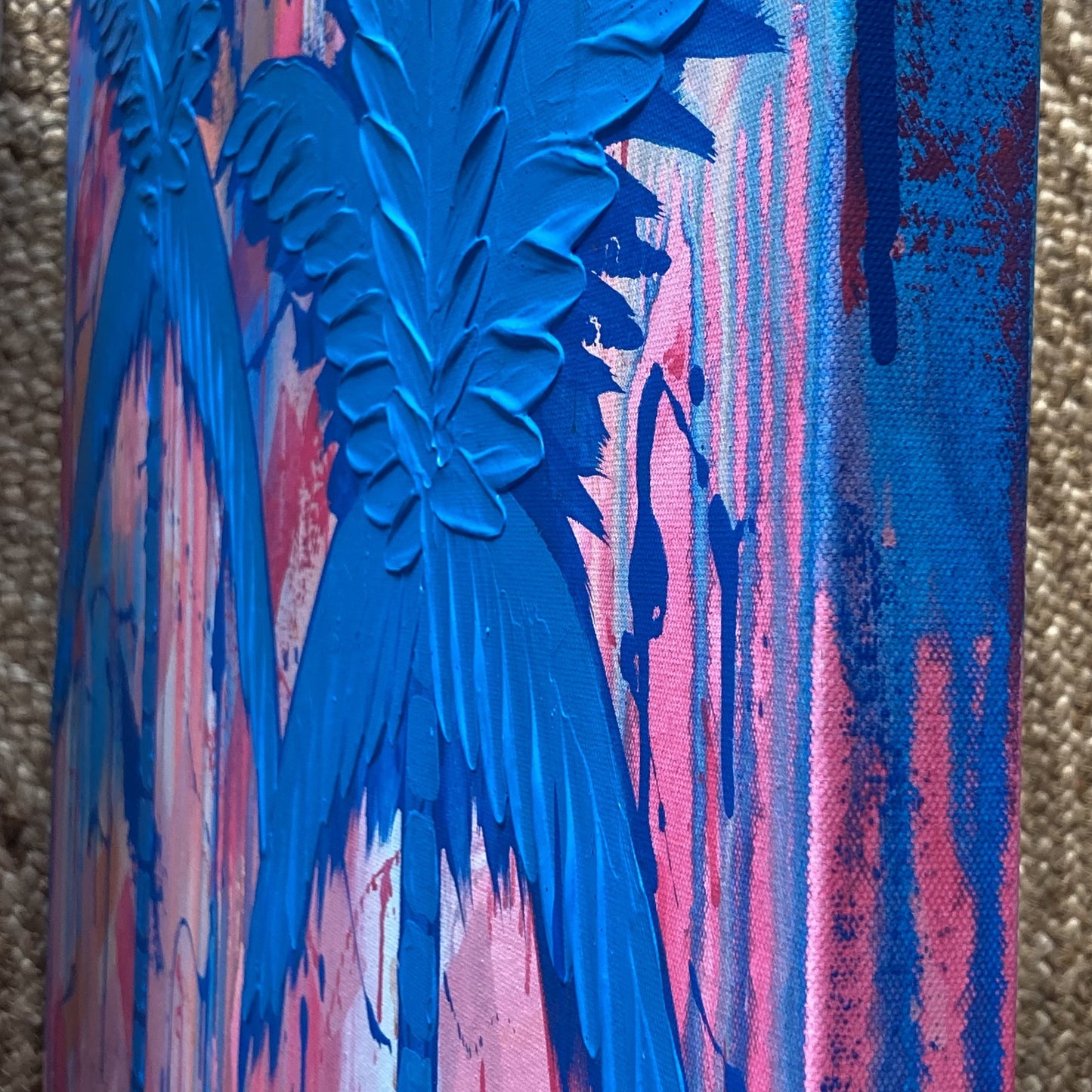 close up of the painted edges, abstract background and texture of the palm trees