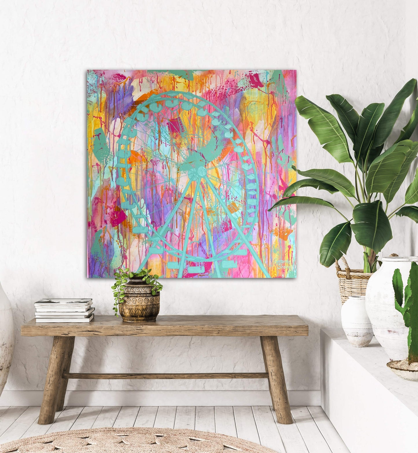 An in situ shot of the textured ferris wheel painting