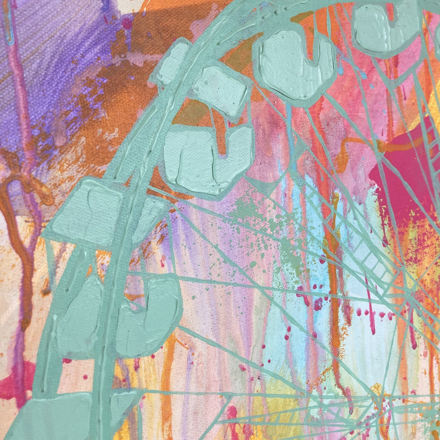 Close up shot of the textures ferris wheel