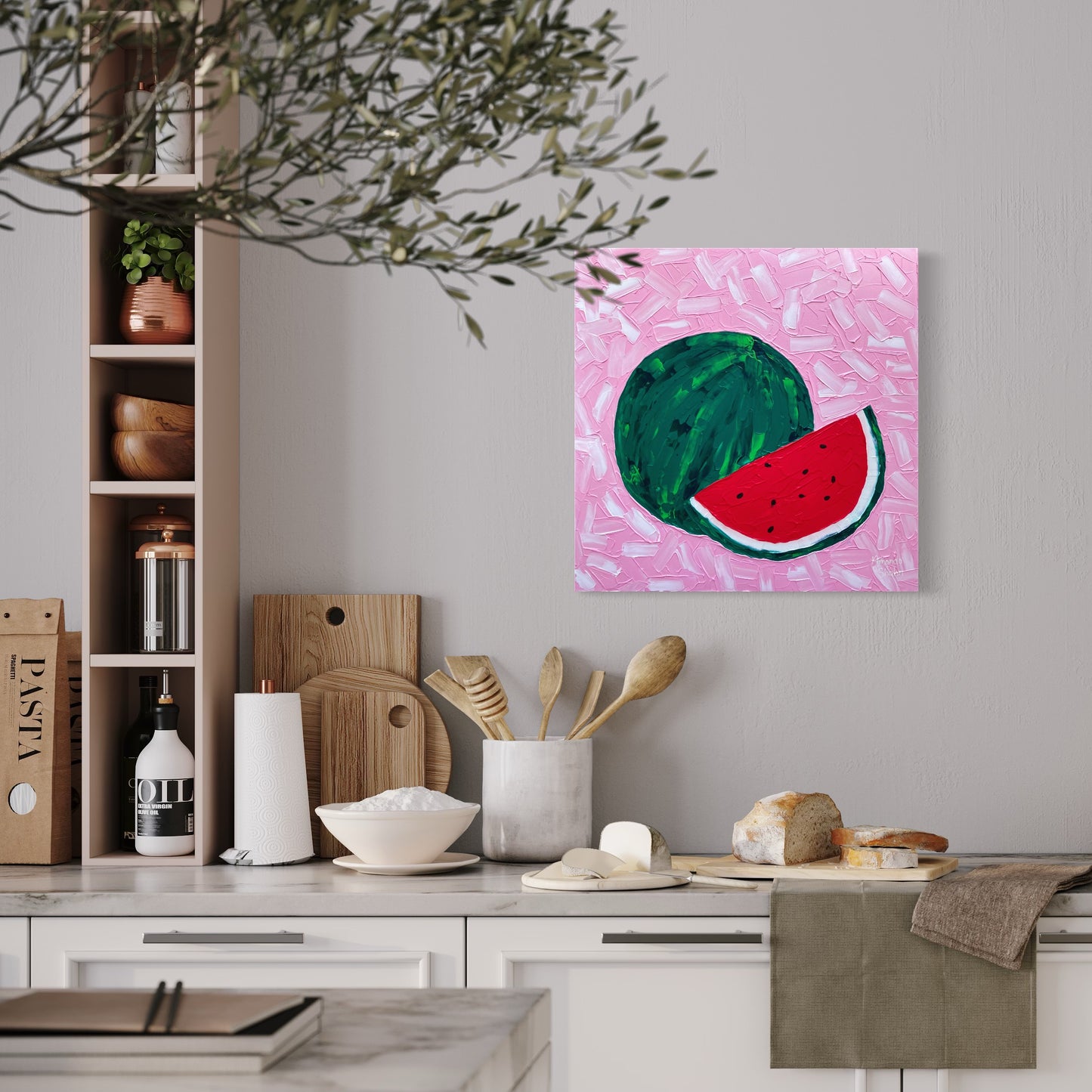 "Watermelon Fizz" 55cm x 55cm