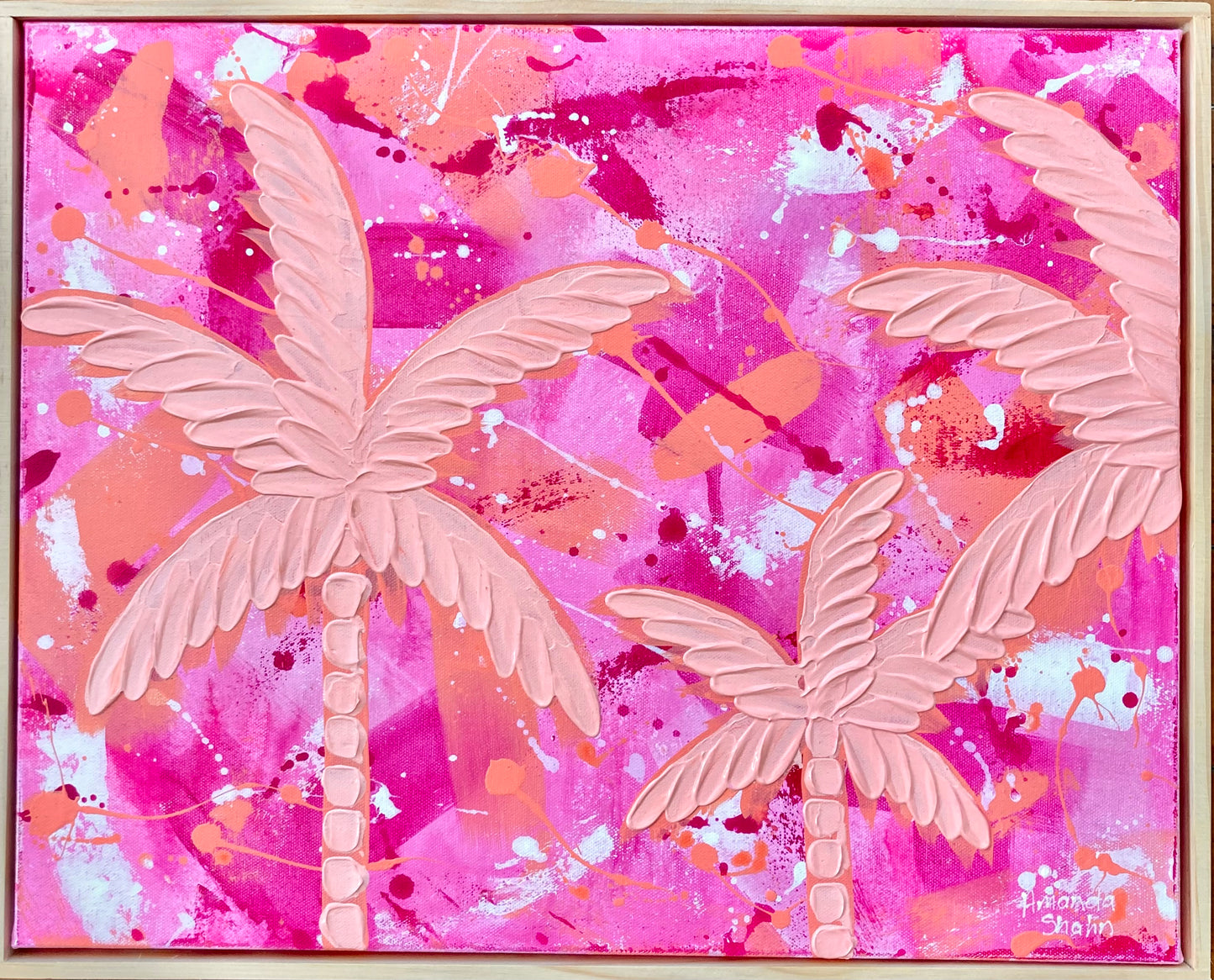 "Raspberry & Mango Palm Paradise" 50cm x 40cm