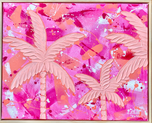 "Raspberry & Mango Palm Paradise" 50cm x 40cm