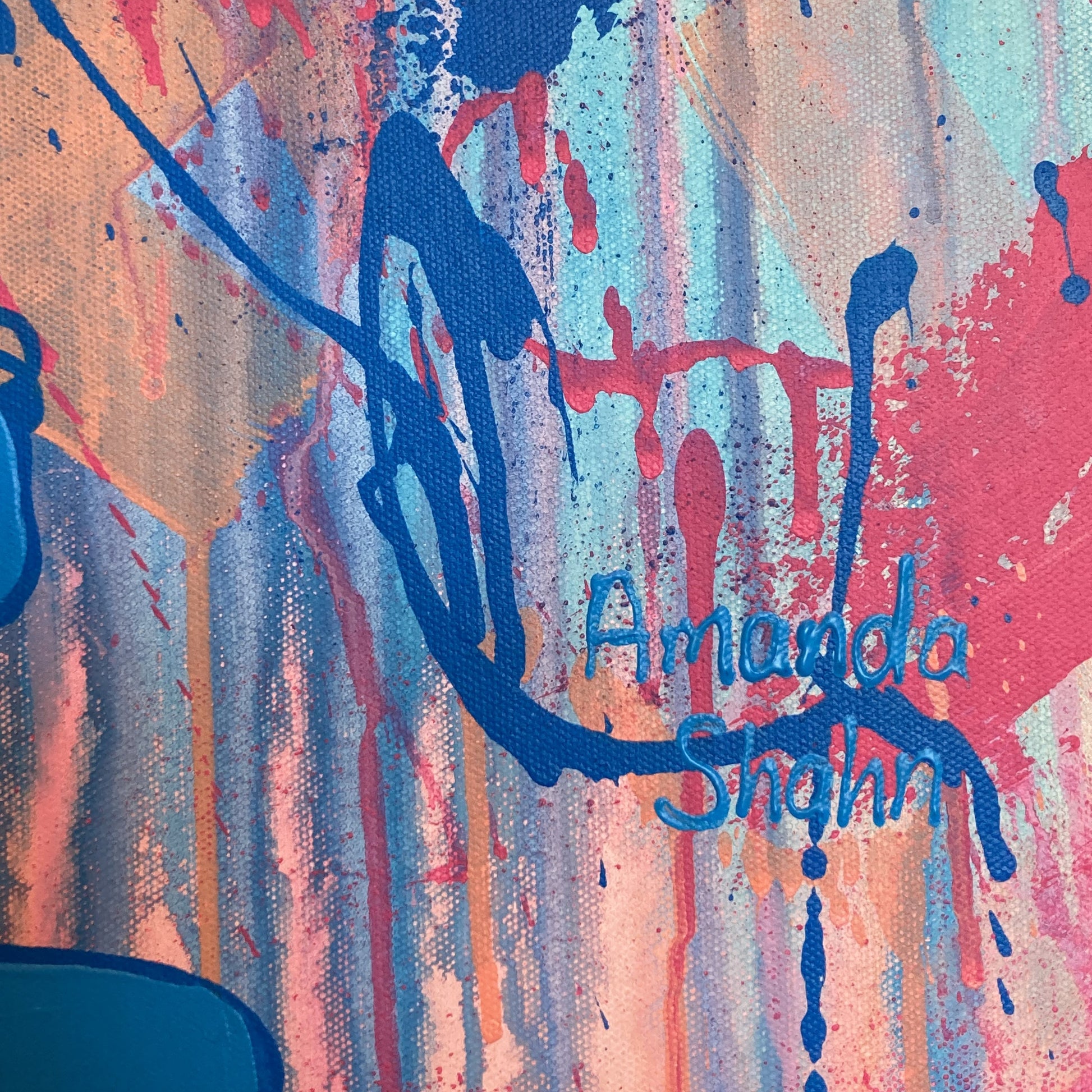 Life is like a ferris wheel original texture painting artist signature
