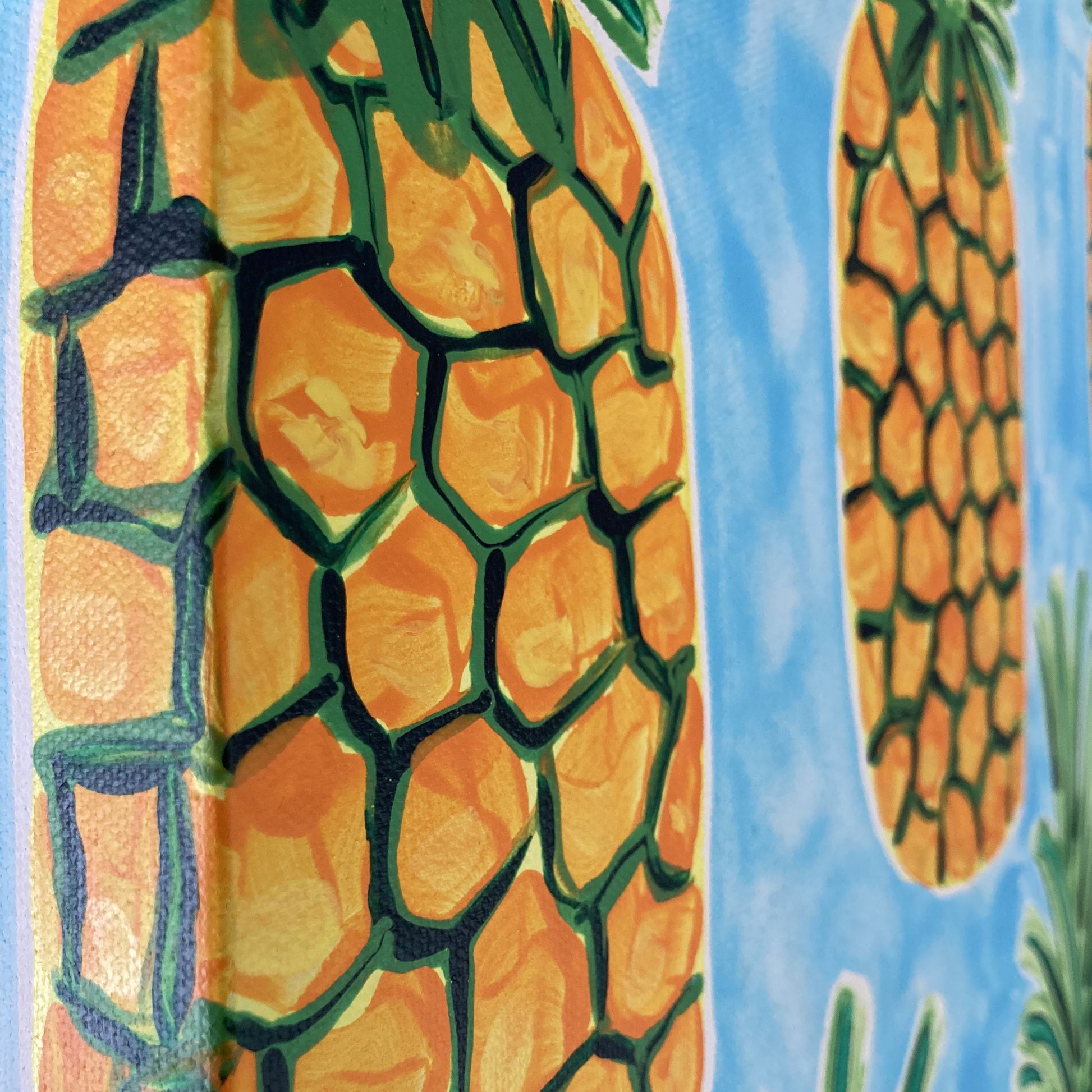 Up close detail of the painting and the painted edges